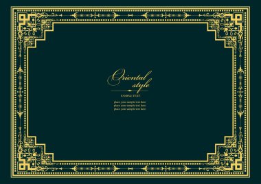 Koyu arkaplanda altın bir süs. Davetiye olarak kullanılabilir. Vektör illüstrasyonu