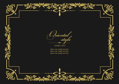 Koyu arkaplanda altın bir süs. Davetiye olarak kullanılabilir. Vektör illüstrasyonu