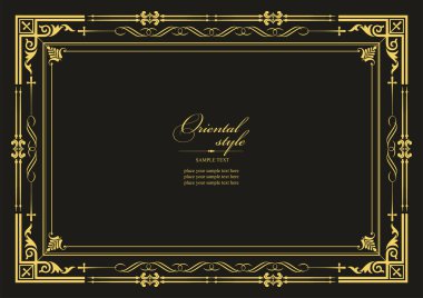 Koyu arkaplanda altın bir süs. Davetiye olarak kullanılabilir. Vektör illüstrasyonu