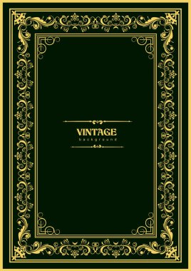 Koyu arkaplanda altın bir süs. Davetiye olarak kullanılabilir. Vektör illüstrasyonu