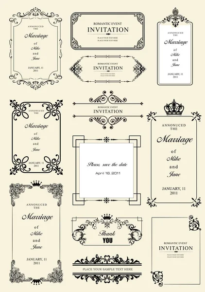 Conjunto Marcos Vectoriales Adornados Adornos Con Texto Muestra Perfecto Como — Vector de stock