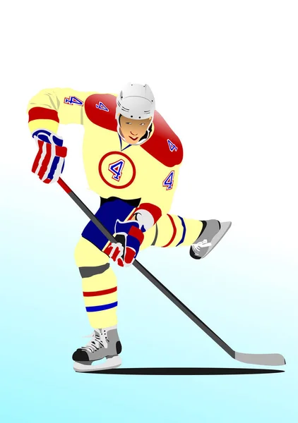 Jugador Hockey Vector Ilustración Color — Archivo Imágenes Vectoriales