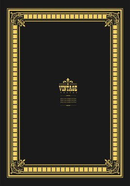 Koyu arkaplanda altın bir süs. Davetiye olarak kullanılabilir. Vektör illüstrasyonu