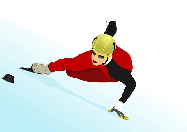 Korte Baan Schaatsen Vector Kleur Illustratie — Stockvector