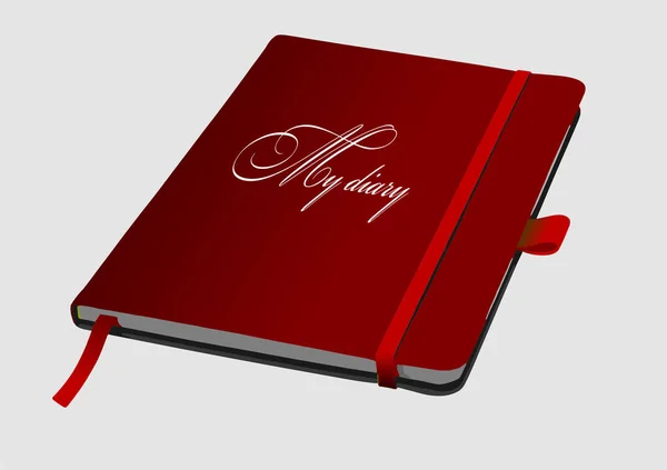 Bloc Notes Rouge Foncé Journal Intime Illustration Vectorielle Couleur — Image vectorielle