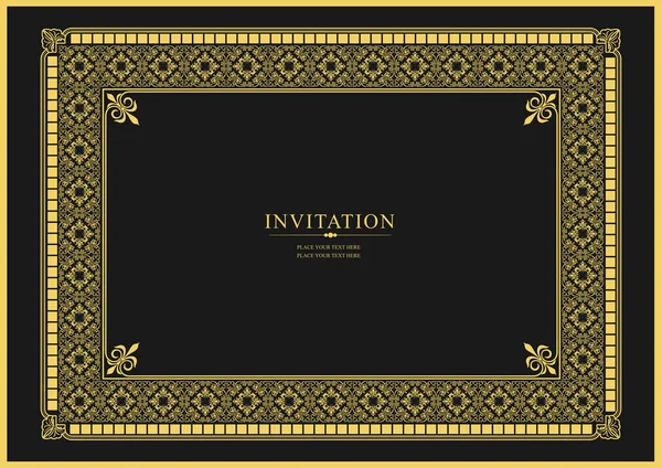 暗い背景に金の装飾 招待状としてご利用いただけます ベクターイラスト — ストックベクタ