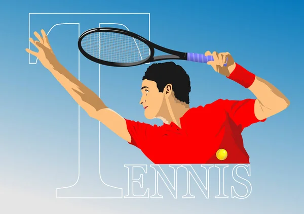男子网球选手 设计人员用彩色矢量3D图解 — 图库矢量图片