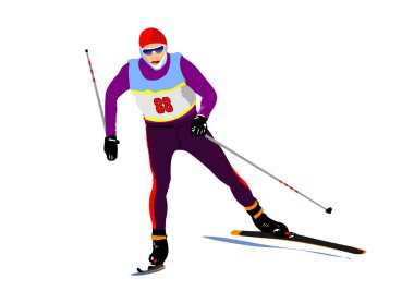 Kayak koşucusu. Renkli 3d Vektör illüstrasyonu