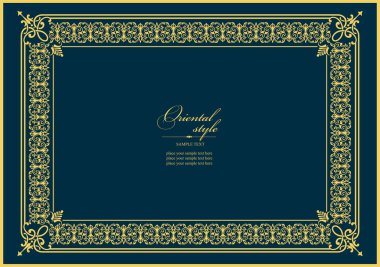 Koyu arkaplanda altın bir süs. Davetiye olarak kullanılabilir. Vektör illüstrasyonu