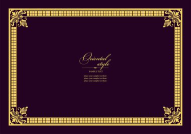 Koyu arkaplanda altın bir süs. Davetiye olarak kullanılabilir. Vektör illüstrasyonu