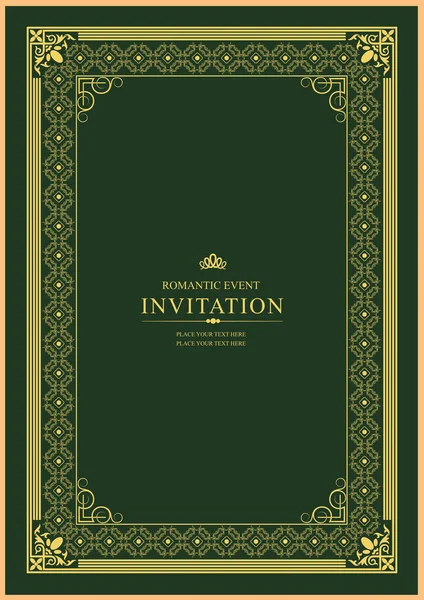 Gold Ornament Dark Background Can Used Invitation Card Vector Illustration — Stock Vector