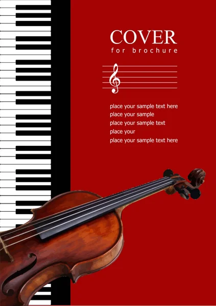 Piano Violin Vector Colored Illustration Cover Book — ストックベクタ