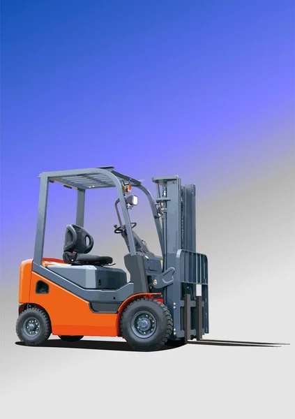 Industrial Orange Forklift Color Vector Illustration — Stock Vector