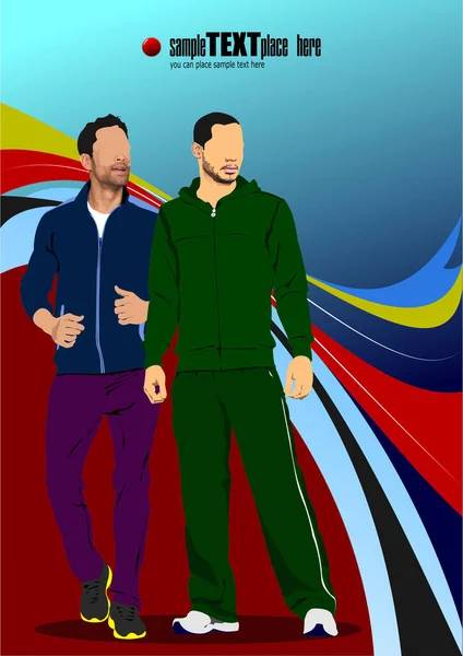 Two Young Handsome Sportsmen Vector Illustration — ストックベクタ