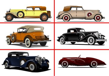 Set of Luxury cars  on isolated white background. Vector 3d illustration