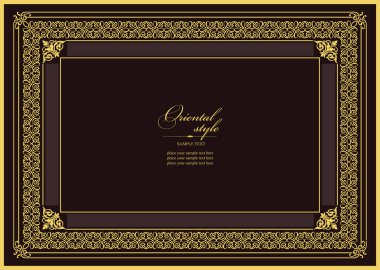 Koyu arkaplanda altın bir süs. Davetiye olarak kullanılabilir. Vektör illüstrasyonu