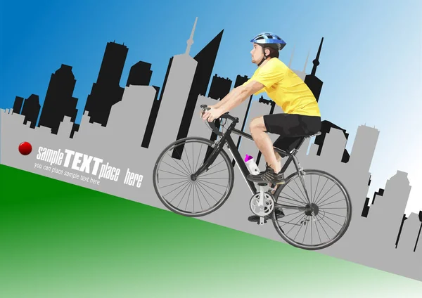 Young Man Riding Bicycle Vector Illustration — Stockový vektor