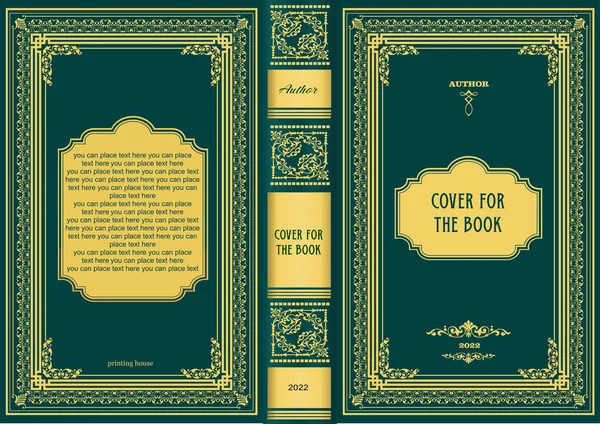 Ornate Book Cover Old Retro Ornament Frames Royal Golden Style — Archivo Imágenes Vectoriales