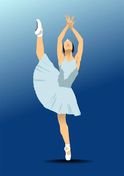 Modern Ballet Dancer Colored Vector Illustration — ストックベクタ