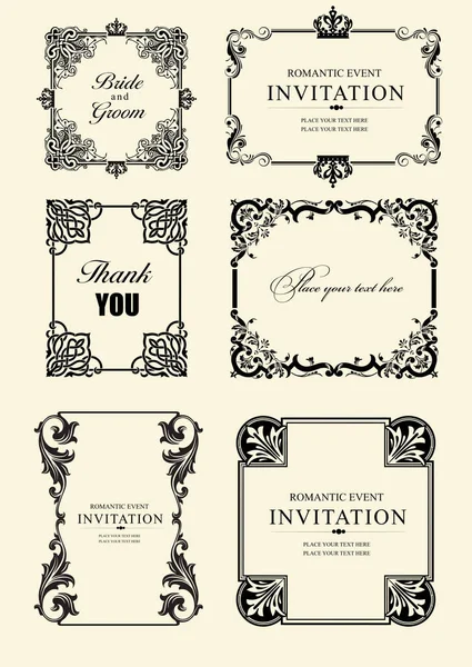 Elementi Calligrafici Set Cornice Vintage Illustrazione Vettoriale — Vettoriale Stock