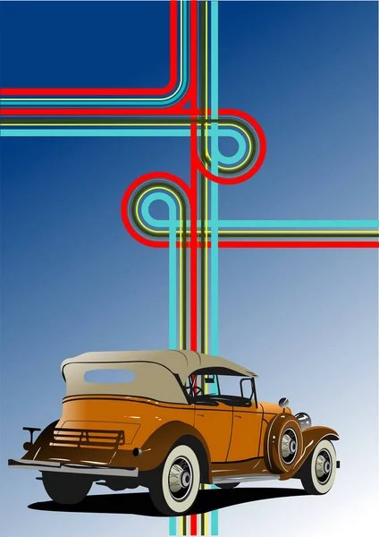 Old Car Junction Background Vector Illustration — ストックベクタ