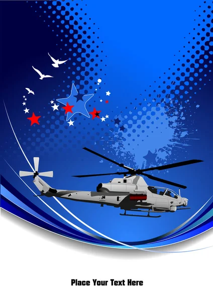 Legerhelikopter Blauwe Achtergrond Vector Illustratie — Stockvector