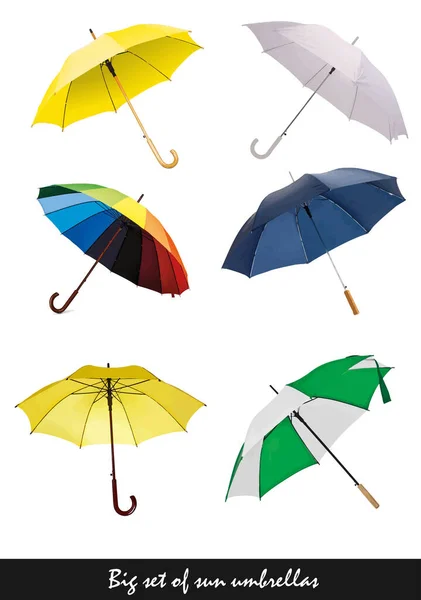 Big Set Sun Umbrellas Vector Color Illustration — Stock Vector