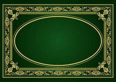 Koyu arkaplanda altın bir süs. Davetiye olarak kullanılabilir. Vektör illüstrasyonu