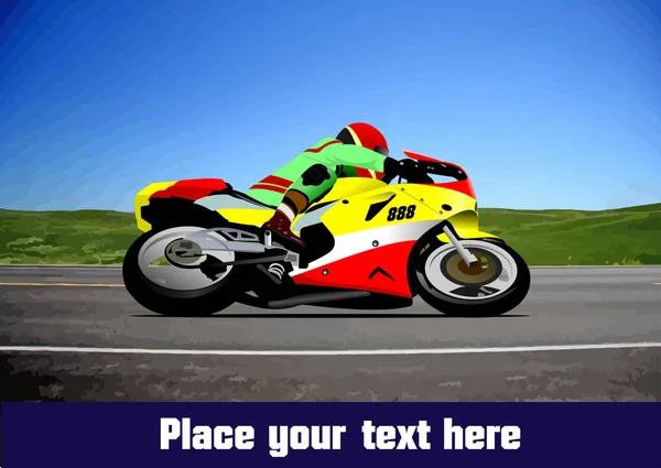 Moto Sur Route Motard Illustration Vectorielle — Image vectorielle