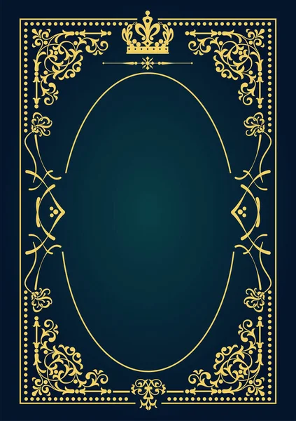 黑色背景上的金色饰物 可用作邀请卡 矢量说明 — 图库矢量图片