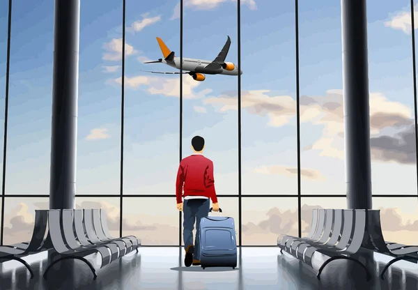 Airport Scene Vector Illustration Designers — Stock Vector