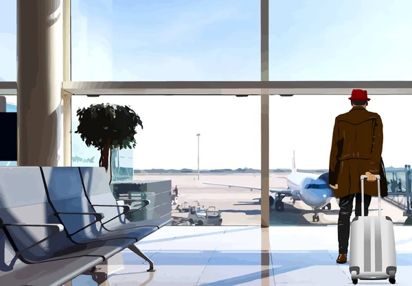 Scena Dell Aeroporto Illustrazione Vettoriale Progettisti — Vettoriale Stock
