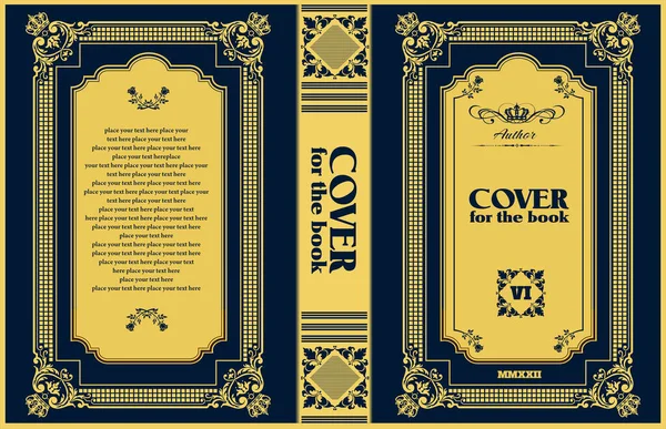 Ornate Book Cover Old Retro Ornament Frames Royal Golden Style — Image vectorielle