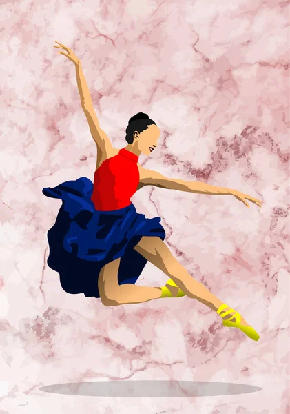 古典的なバレエダンサーの色3Dベクトルイラスト — ストックベクタ