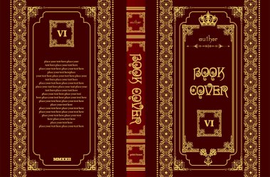 Süslü bir kitap kapağı ve eski bir süs çerçevesi. Royal Golden tarzı tasarım. Kitapların kapaklarına basılacak klasik Sınır. Vektör illüstrasyonu