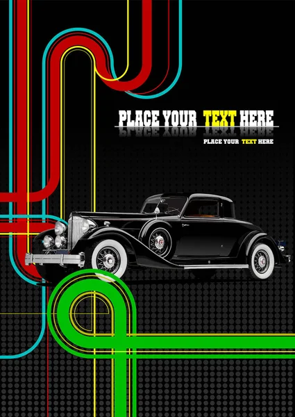 Παλιό Αυτοκίνητο Μαύρο Εικόνα Διασταύρωση Εικονογράφηση Διάνυσμα — Διανυσματικό Αρχείο