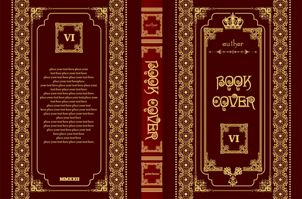 Ornate Book Cover Old Retro Ornament Frames Royal Golden Style Telifsiz Stok Illüstrasyonlar