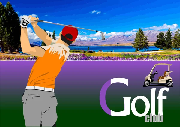 Campo Golf Ilustración Vector Coloreado Para Diseñadores — Vector de stock