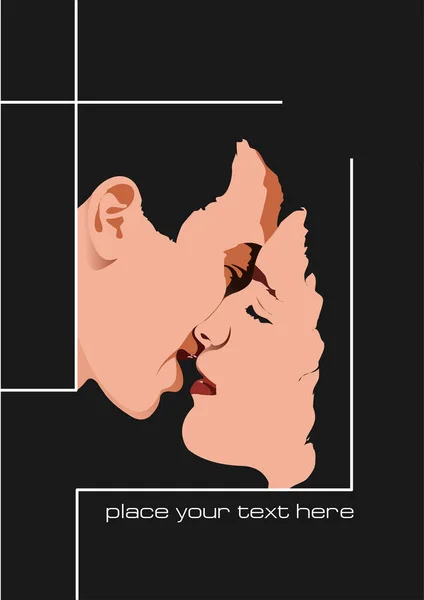 Image Couple Romantically Kissing Black Background Vector Illustration Ilustración De Stock