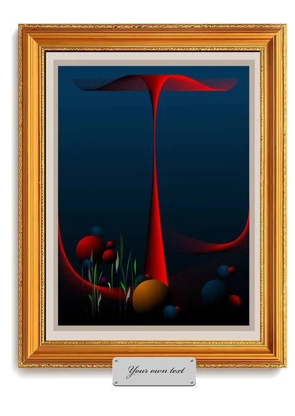 Zwarte Blauwe Rode Abstracte Compositie Met Ballen Vissenstaart Oud Houten — Stockvector