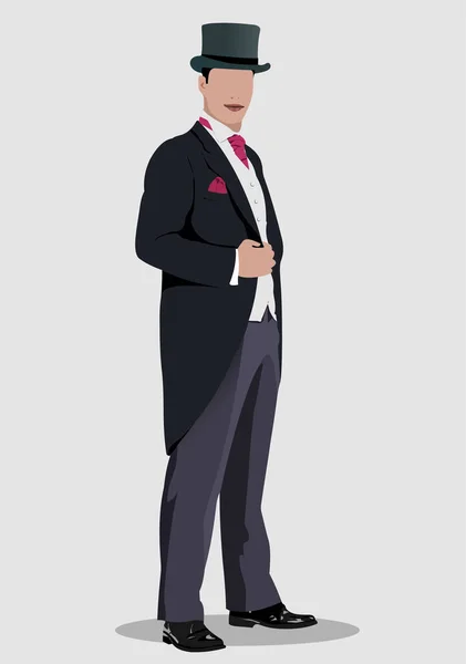 Gentleman Från London Färg Vektor Illustration — Stock vektor