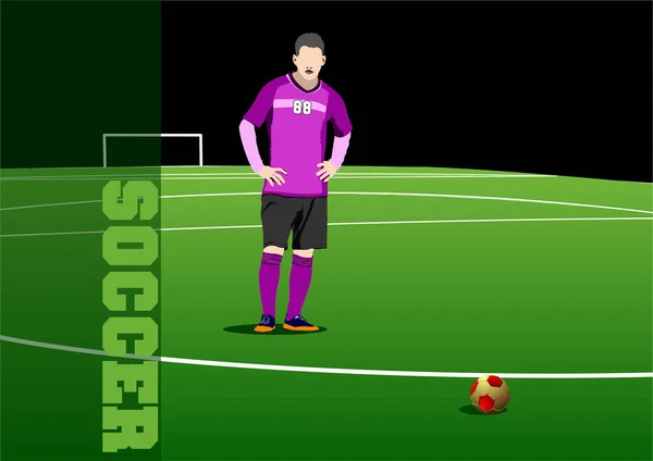 Soccer Player Preparing Take Free Kick Vector Color Illustration — Stock vektor