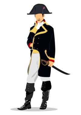 19th century French officer of Napoleon's army. 3d vector color illustration