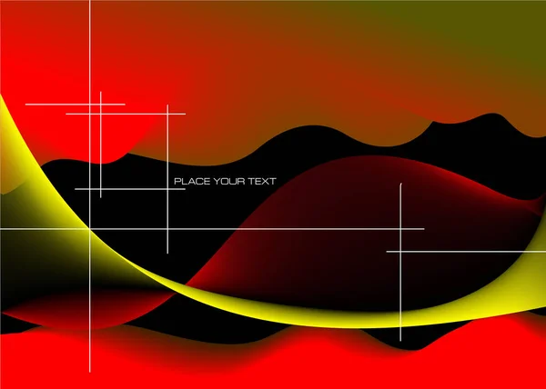 Abstract Black Red Yellow Wave Background Vector Illustration — Vettoriale Stock