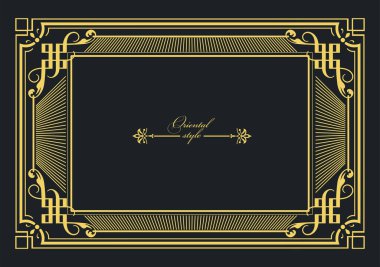 Koyu arkaplanda altın bir süs. Davetiye olarak kullanılabilir. Vektör illüstrasyonu