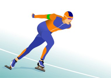 Hız pateni koşucusu. Vektör 3d illüstrasyon