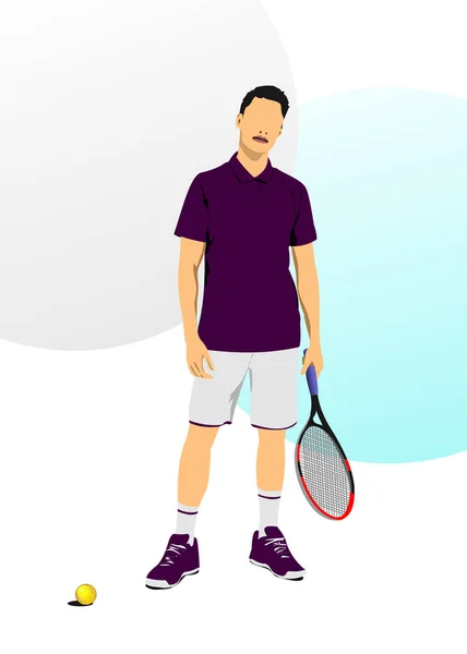 Man Tennis Player Vector Illustration Designers — Vector de stock