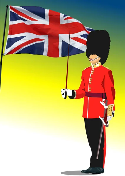 Лондонская Охрана Флаг Цветная Трехмерная Векторная Иллюстрация Дизайнеров — стоковый вектор