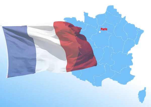 Flag Map France Color Vector Illustration — Stock Vector