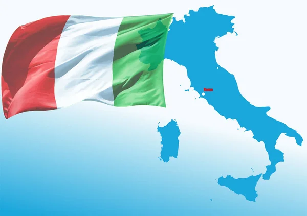 Vlag Kaart Van Italië Kleur Vector Illustratie — Stockvector